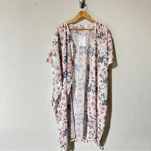 Aceshin Womens Floral Open Front Lightweight Coverup  Outerwear